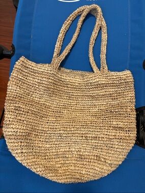 Woven Straw Tote Bag - Natural